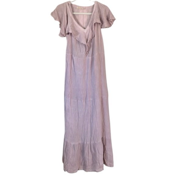 Soft Surroundings Dresses & Skirts - Soft Surroundings Tiered Short Sleeved Gauze Maxi Dress Sz XL Pinkish Purple